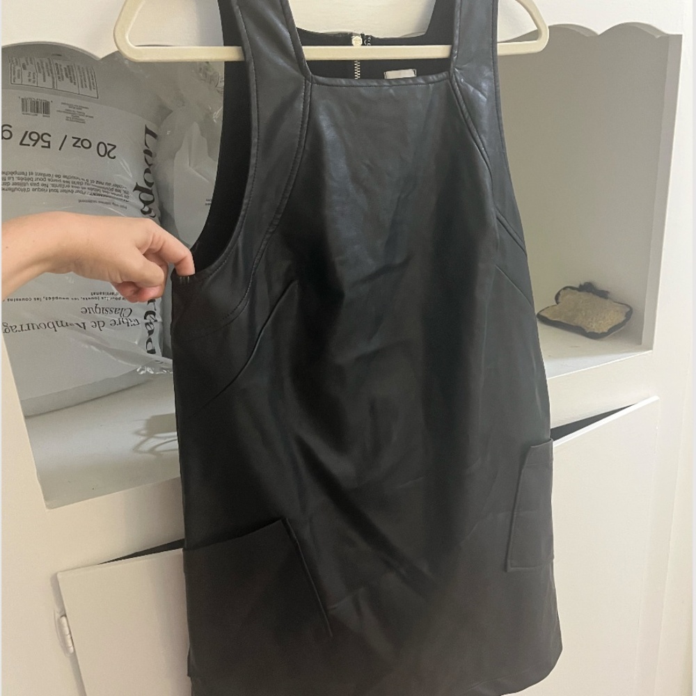 Maeve Anthropologie Faux Leather Shift Dress Black